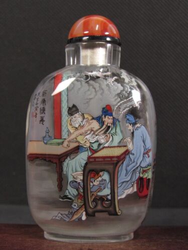 Excellent Chinese Guan Yu Inside Hand Painted K9 Crystal Snuff Bottle