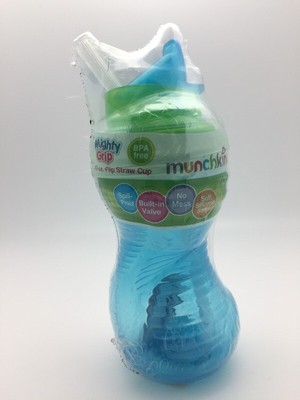 Munchkin Sippy Cup with Flip Straw No Spill 10 oz Blue Green