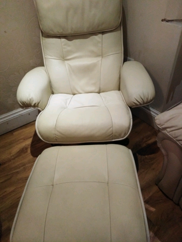 Cream leather recliner swivel armchair in Salford, Manchester Gumtree