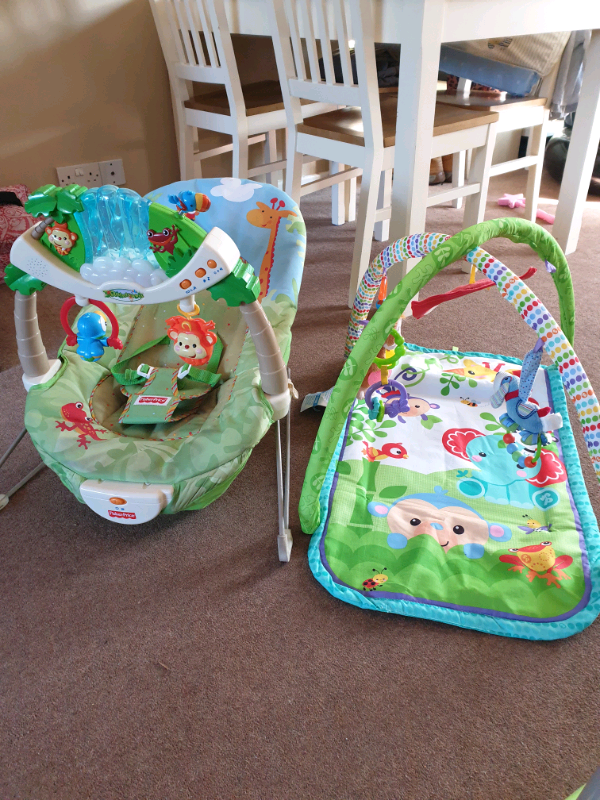 Fisher Price Rainforest Bouncer Chair And Play Mat In Bournemouth