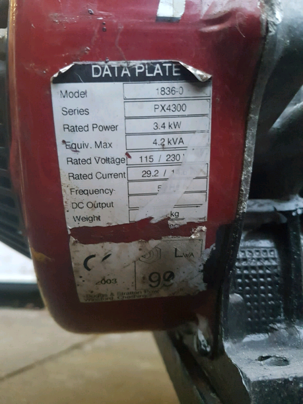 Generator 3 4kw Briggs And Stratton In Glenrothes Fife Gumtree