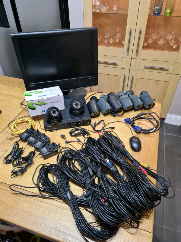 CCTV security camera system, 2tb Floureon hardrive, 19 inch TV DVD in