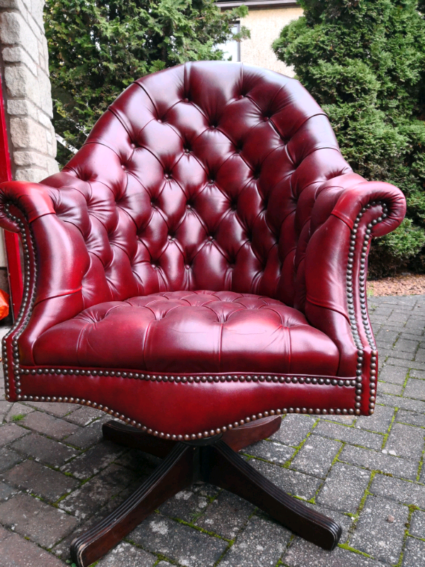 Red Leather Chesterfield Captains Office Chair | in Kinross, Perth and