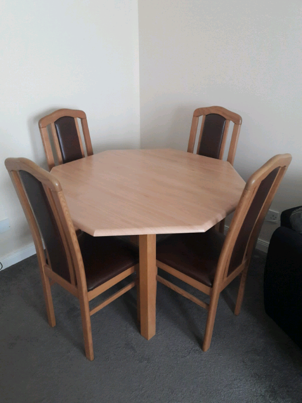 quality octagonal solid wood dinning table and chairs in Kirkcaldy