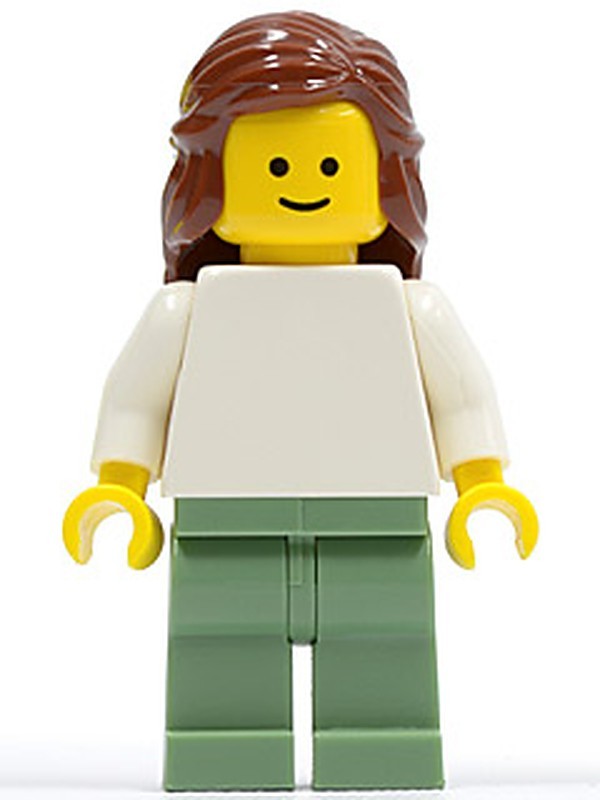 Plain White Torso with White Arms, Sand Green Legs (twn073)