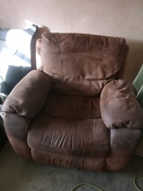 Rocking reclining armchair & 3 seater recliner sofa.
