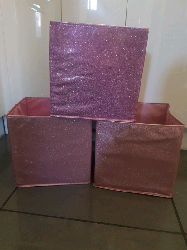 Next 3x pink glitter storage boxes in Knowle, Bristol Gumtree