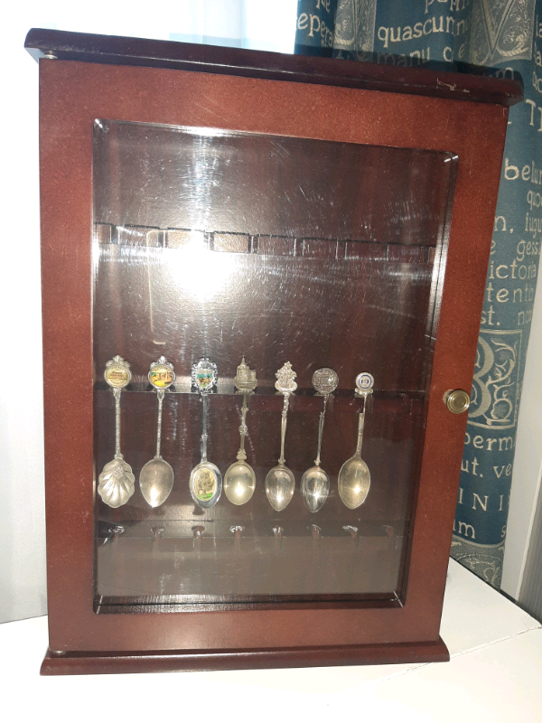 Mahagony Retro Display for 24 Souvenir spoons in Islington