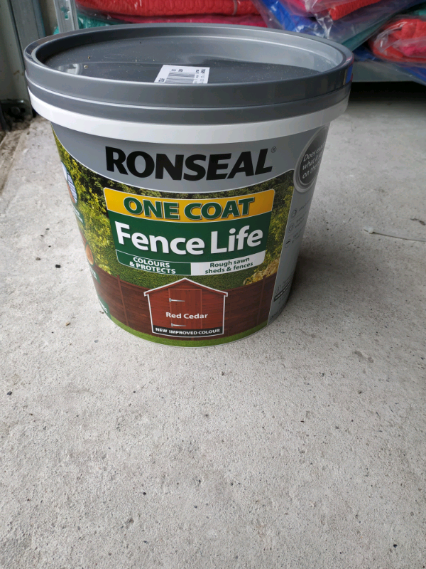 Ronseal fence life paint 5l tub red cedar. One coat in County Antrim
