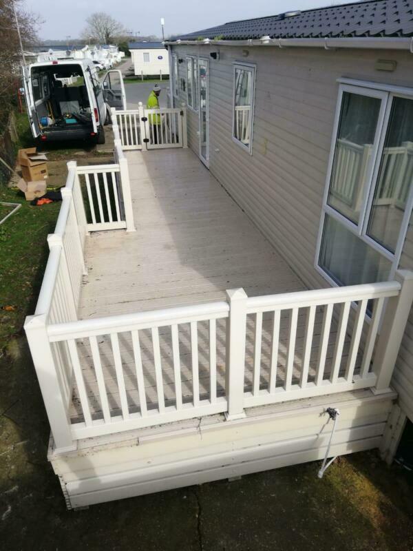 Used Static Caravan Decking 2 Sections Front & Side Verandas + Skirting Kit in Clactonon