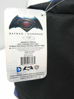 Batman v Superman Fast Forward Kids Lunch Bag Blue Insulated Zip DC Comics New
