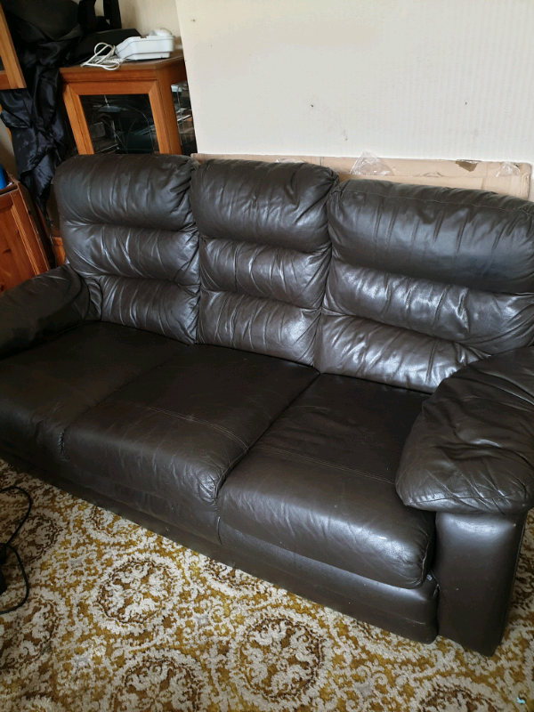 Used black leather sofa in Leicester, Leicestershire Gumtree