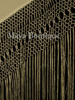 Pre-owned Maya Matazaro Embroidered Silk Fringe Jacket Kimono Coat Wheat Multi Short In Beige