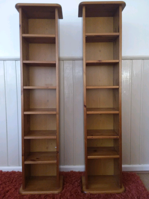 Solid Pine Cd Dvd Cabinets X 2 Adjustable Shelves In