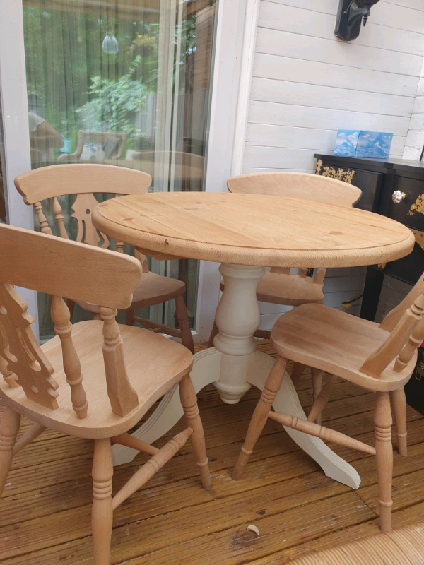 3ft round vintage pine table and 4 chairs in Heathrow, London Gumtree