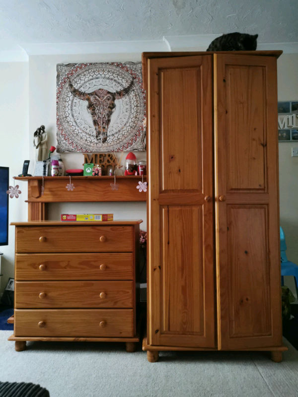 Pine double wardrobe & matching drawers in Plymouth, Devon Gumtree