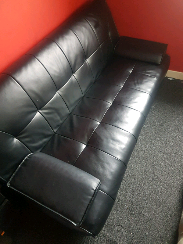 Black leather sofa bed in Glenrothes, Fife Gumtree