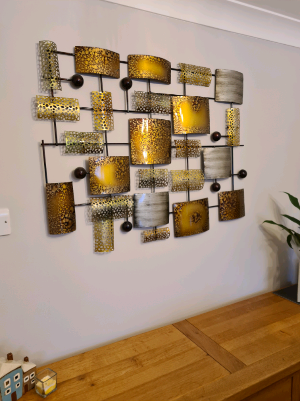 Wall Art Picture Metal silver and gold modern abstract in Norwich