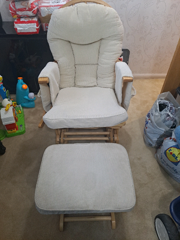 Sereno Nursing / Rocking Glider Chair & Foot Stool Natural/Wood in