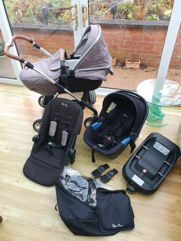 Silver Cross Wayfarer Travel System Bundle Pram, Carseat, Isofix in