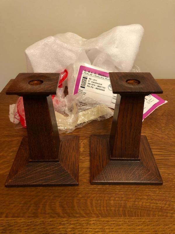 Stickley 89-011 mission oak candlesticks