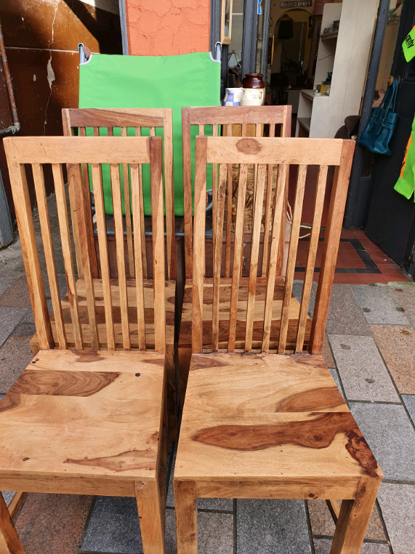 High back solid wood dining chairs(4) | in Helensburgh, Argyll and Bute
