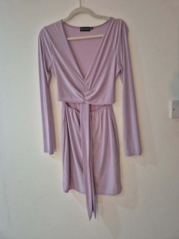 Pretty Little Thing Lilac Dress 👗With Cut Out and Ties - Size 12