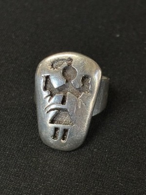 Estate Jewelry Kokopelli Hopi Signet Ring Sterling Silver Size 7.5