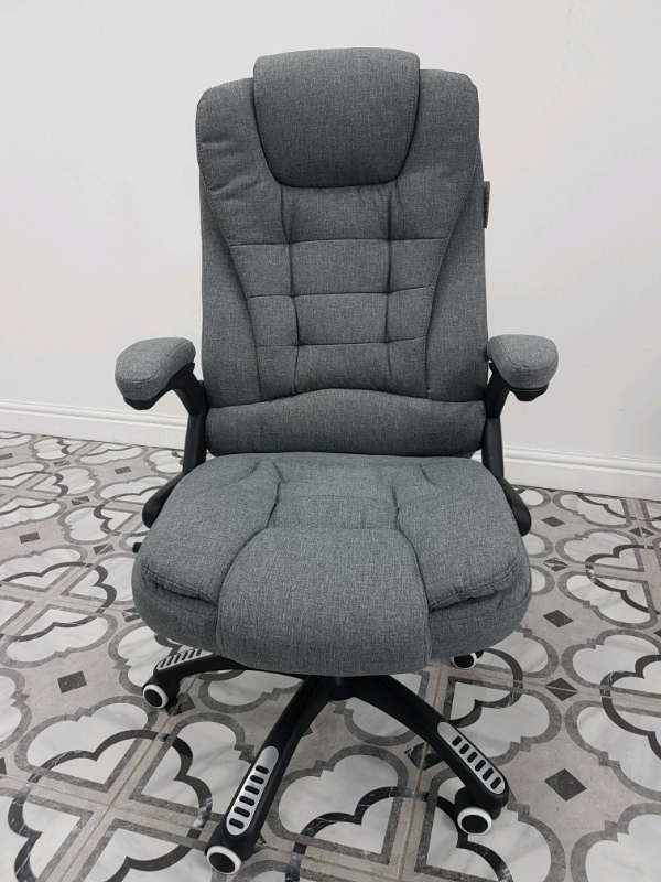 Executive Recline Extra Padded Office/Computer Chair (Grey Fabric) | in