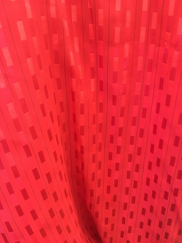Vintage 5 yards 44” wide Gorgeous Red Fabric Nylon or Poly not sure