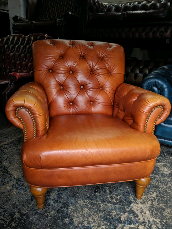 Tan Leather John Lewis Chesterfield Arm Chair in Barwell