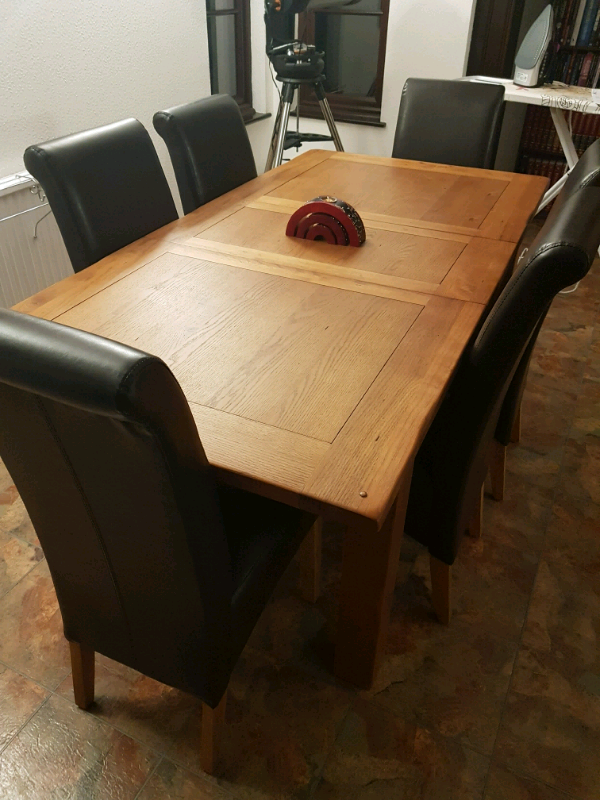 Harvey's Toulouse Extending Dining Table and 6 dark brown ...