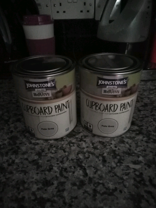 New 2 x Tins 750ml Johnstones Revive Cupboard Paint Pale Grey in