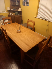 Solid Oak Dining Table with 6 chairs VGC