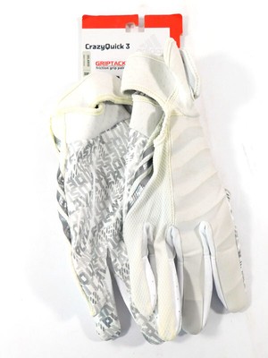 adidas CrazyQuick 3 GripTack Football Glove Adult Size 3XL White/White
