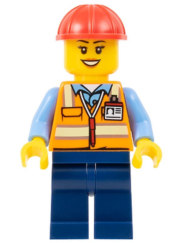 Construction Worker - Female, Orange Safety Vest with…
