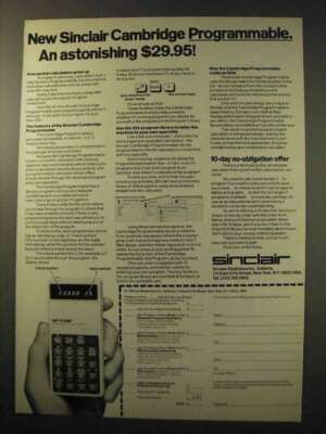 1977 Sinclair Cambridge Programmable Calculator Ad