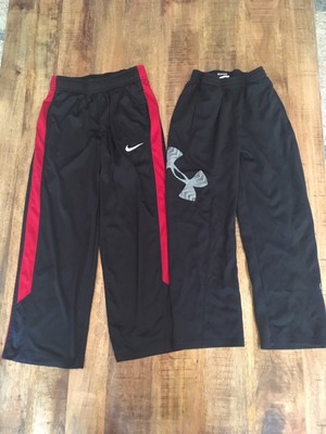 Boys Under Armour 7 Nike Small Athletic Pants Lot Of 2 Black Red Gray