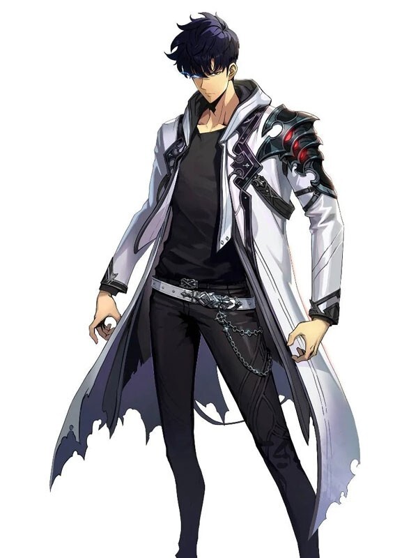 Pre-owned Handmade Solo Leveling Arise Jin Woo Sung Monarch Of Shadow Cyberpunk Orange & White Coat In White Monarch Of Shadow Coat