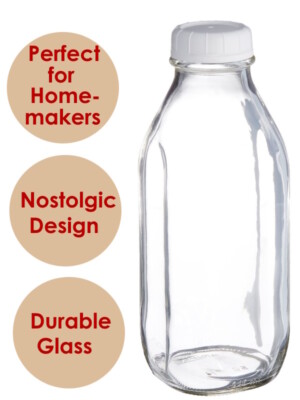 Libbey Glass Milk Bottle with Lid - 33.5 oz