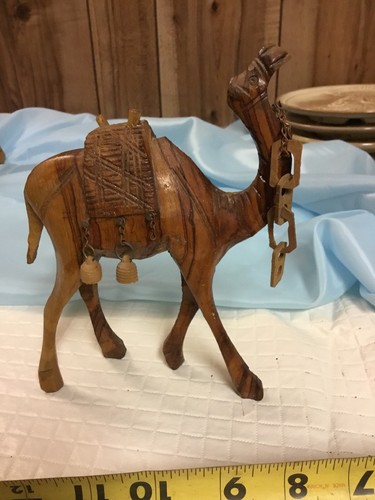 Set Of Five Handcarved Teakwood Camels