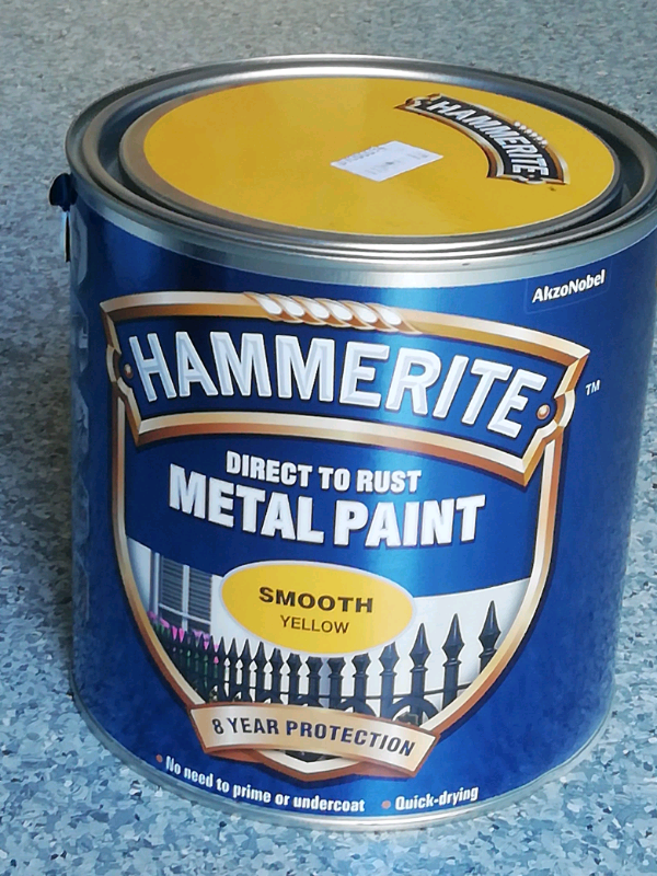 Hammerite Smooth Yellow Metal Paint 2.5Ltr Brand New in Canning Town