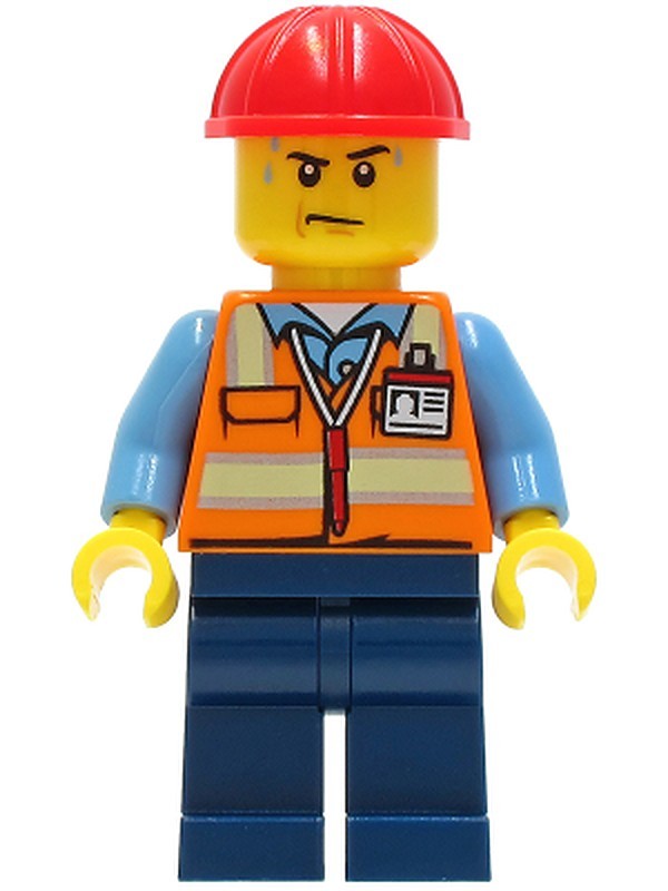 Construction Worker - Male, Orange Safety Vest with…