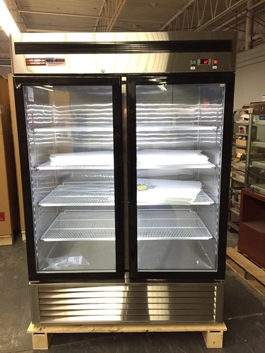 New FREEZER 2 Double Door Glass Front Reach In FREEZER FROZEN FOOD Merchandiser