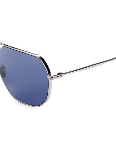 Pre-owned Tom Ford $485 In Box  Men's 59mm Aviator Sunglasses W/blue Lens In Gray