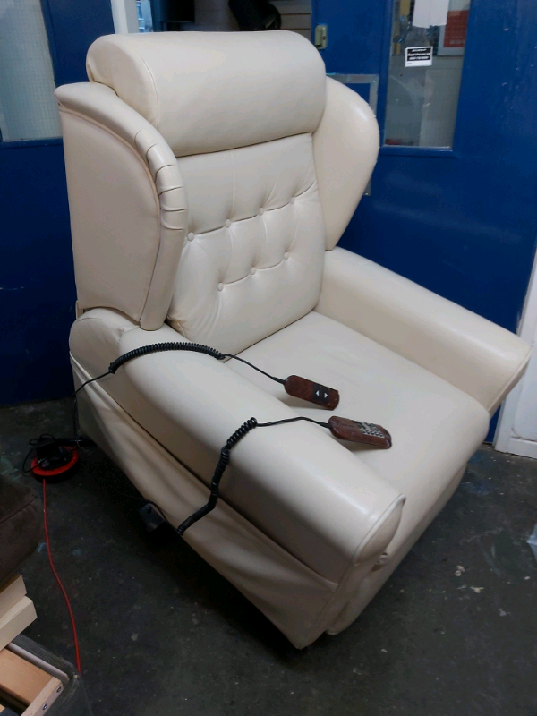 Recliner Chair WillowBrook Massager Riser Recliner Genuine Ivory Lea