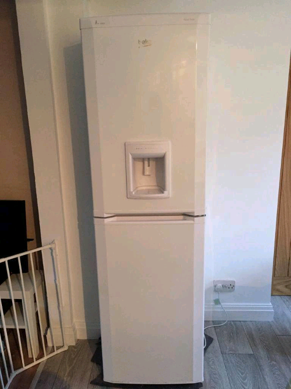 White Beko AClass water dispenser frost free fridge freezer in