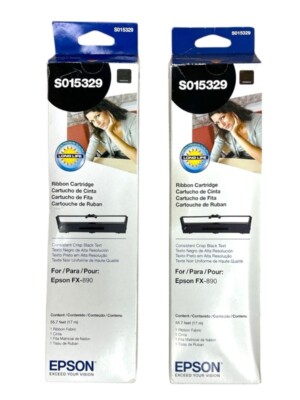 2x Epson S015337 for LQ-590 Black Ribbon Cartridge New Sealed (Lot of 2)