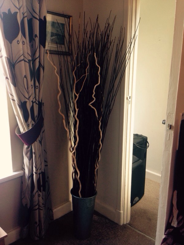 IKEA decorative twigs in bucket (would look great with fairy lights