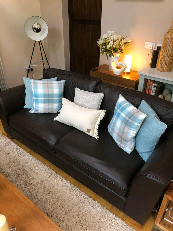 Two Dark Brown leather sofas in Leicester, Leicestershire Gumtree
